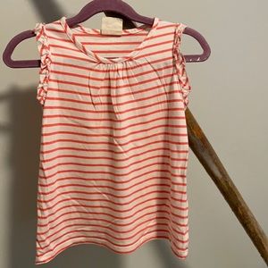Striped Mini Boden raw edge sleeved tank top 6-7y